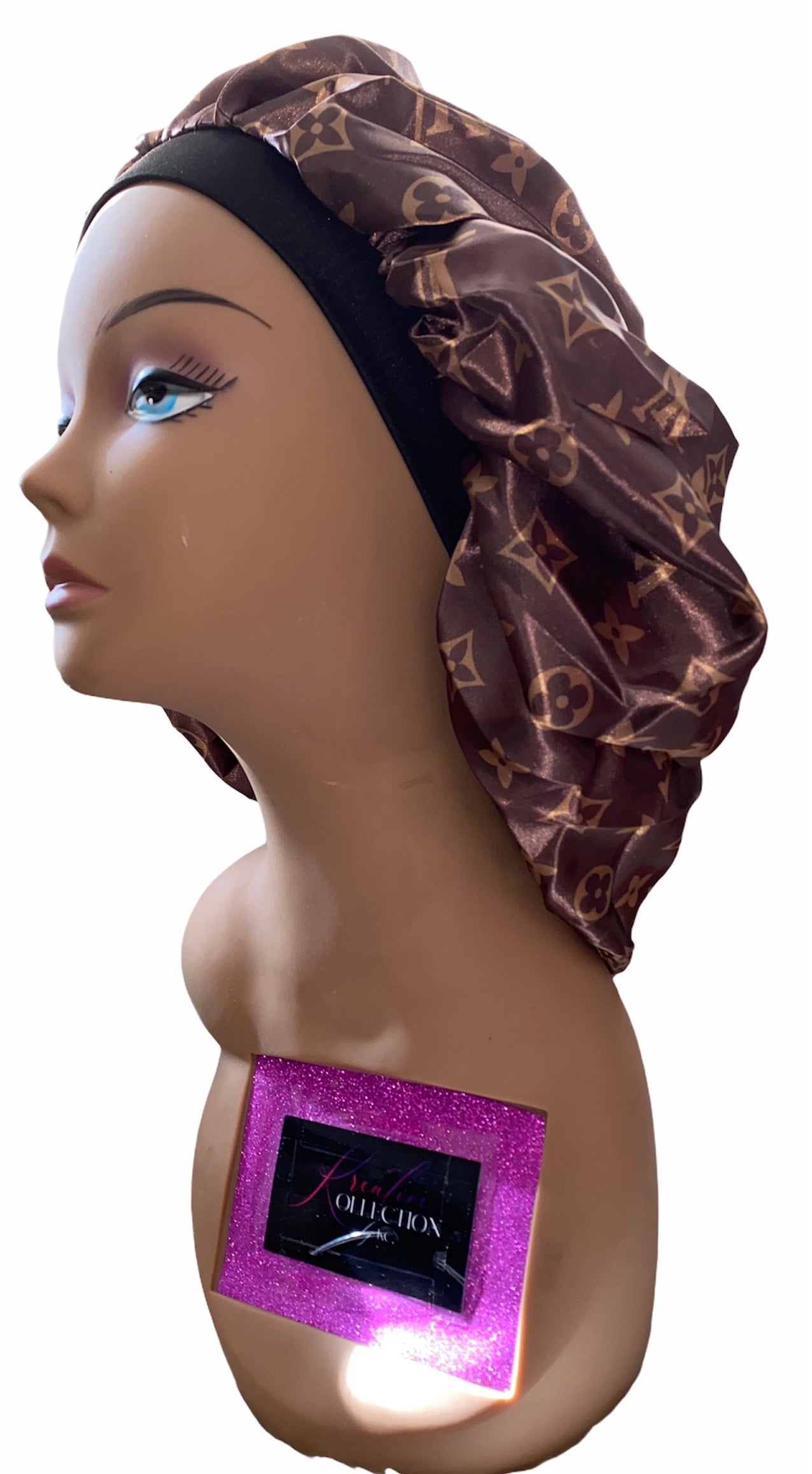 Dark Brown LV Durag Or Oversized Bonnet - Kreative Kollections Boutique