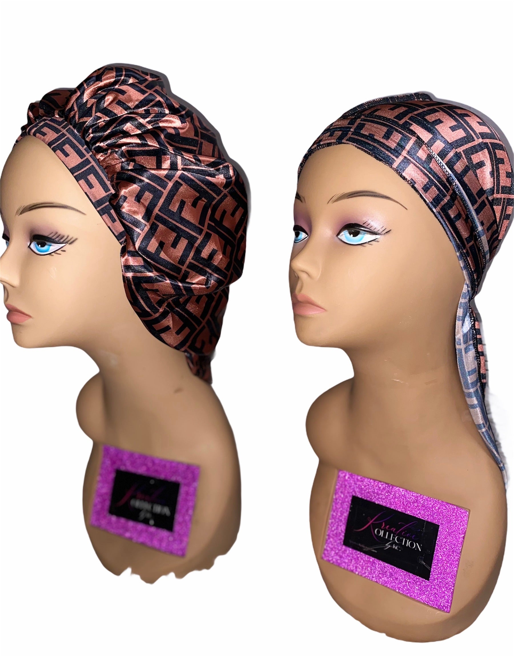 Dark Brown LV Durag Or Oversized Bonnet - Kreative Kollections Boutique